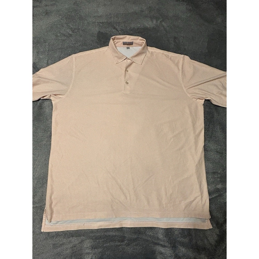 Peter Millar Polo Shirt Mens XL Orange Geometric Short Sleeve Golf Pima Cotton